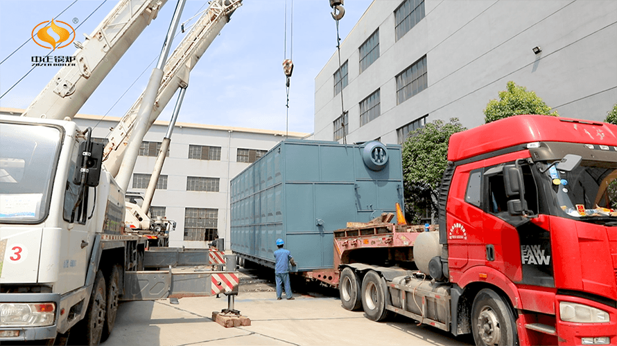 永乐高锅炉29MW燃气热水锅炉发货现场