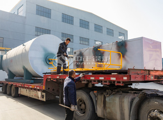 永乐高10吨WNS系列燃气蒸汽锅炉装车图