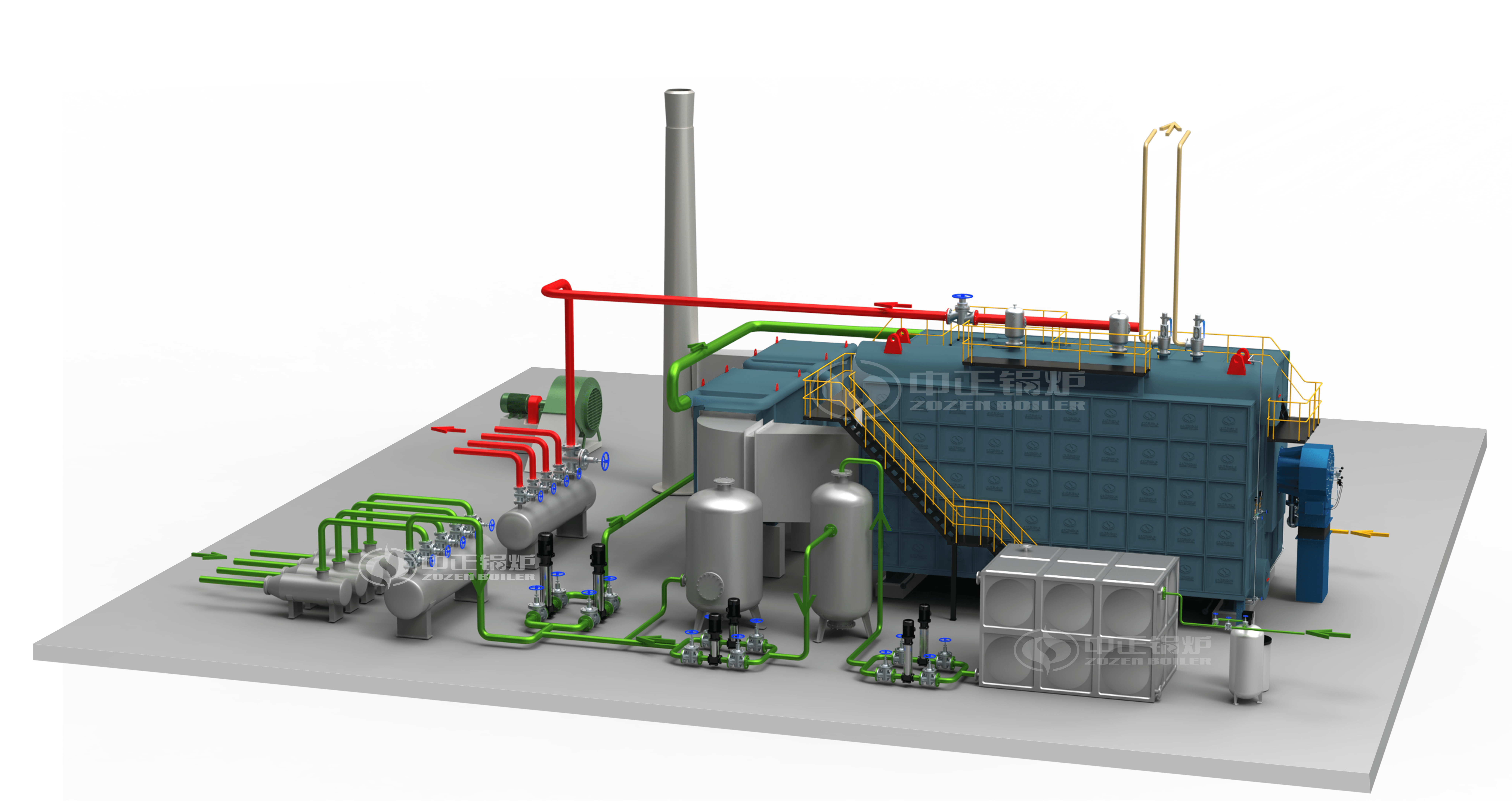 SZS系列冷凝式水管热水锅炉系统图