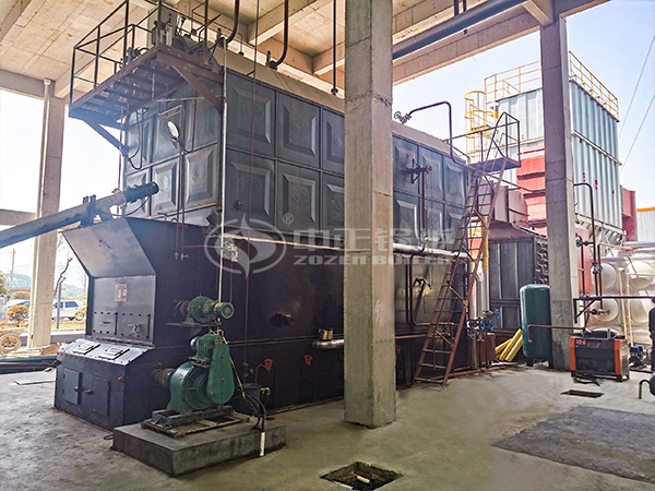 湖南领健新型材料项目中正在安装的中正生物质锅炉