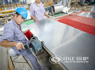 永乐高锅炉不锈钢质料压边工序