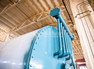 永乐高600万大卡卧式燃气导热油锅炉出油口