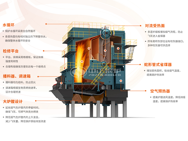 燃煤/生物质立式蒸汽锅炉的内部结构图解