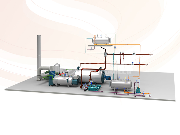 有机载体锅炉工艺流程图——YQW系列燃油燃气卧式导热油锅炉